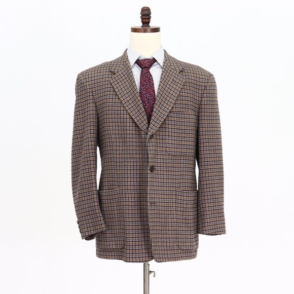 Neiman Marcus 44R Brown Check 3-Button Sport Coat Blazer Jacket V709 - Picture 1 of 11